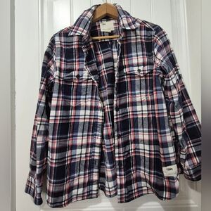 Womens Cotton Flannel Button Down Shirt Size Large